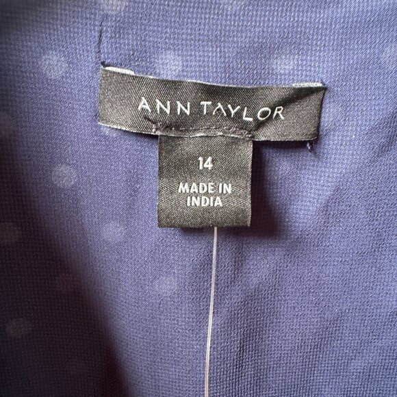 NWT Ann Taylor Navy Dotted Patchwork Pocket Short Sleeve Shirtdress - Women's 14 - Picture 3 of 14